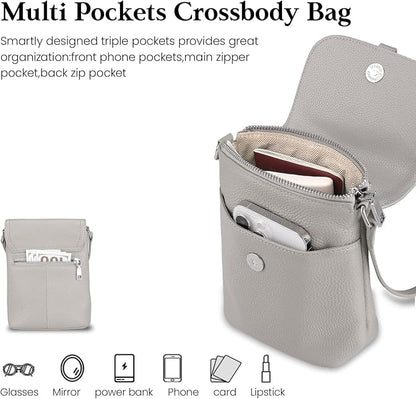 befen Genuine Leather Small Crossbody Bags for Women, Womens Cell Phone Purses Cross body Bag Purse with RFID Card Slots