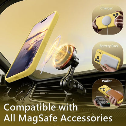 FireNova Magnetic for iPhone 17 Pro Case, Compatible with MagSafe, [Integrated Silicone Camera Control Button] [Camera Protection] Anti-Scratch Microfiber Lining Phone Case, 6.3", Yellow