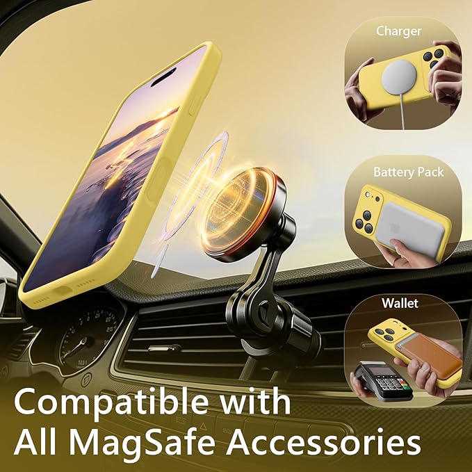 FireNova Magnetic for iPhone 17 Pro Max Case, Compatible with MagSafe, [Integrated Silicone Camera Control Button] [Camera Protection] Anti-Scratch Microfiber Lining Phone Case, 6.9", Yellow