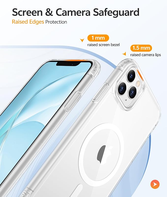FNTCASE for iPhone 11 Pro Max Case Clear, Fit for Magsafe, Anti Yellowing | Magnetic Phone Cases, 14FT Military Grade Drop Protection, Slim Shockproof Protective Cover, Transparent