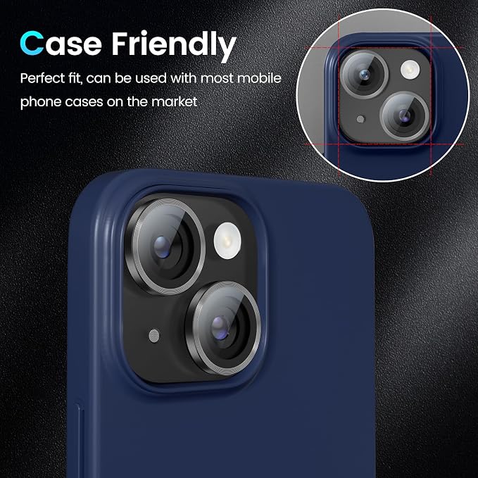 Camera Lens Protector for iPhone 15 Plus 6.7" ＆ iPhone 15 6.1"[Picture Perfect], Tempered Glass, 98% Transmittance, 10 Time Anti-Broken, Easy to Install, Case Friendly - Black