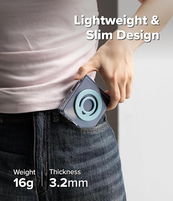 Ringke Dual Magnetic Silicone Ring [Compatible with MagSafe] Phone Grip, Dual-Sided Powerful Magnet, Lightweight (0.04 lb) & Super Slim (0.13 in) Soft Holder for iPhone, Galaxy, Pixel - Light Teal