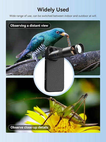 MIAO LAB HD 10X Telephoto Lens & 200mm Macro Lens, 2-in-1 Aluminum Phone Camera Lens Kit with 17mm Lens Thread Interface Mobile Phone case. Phone Lens Attachment Fit for iPhone 16 Pro