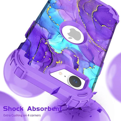 Hocase for iPhone 17e/iPhone 16e Case, Heavy Duty Shockproof Protection Hard Plastic+Silicone Rubber Hybrid Protective Phone Case for iPhone 17e/16e 6.1" - When Purple Meets Blue