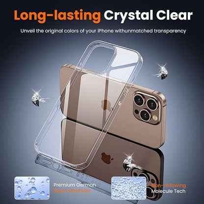 3 in 1 for iPhone 16 Pro Case Clear,[Yellowing-Resistant Acrylic Back] Screen Protector *1 & Camera Lens Protector*1, Shockproof for iPhone 16 Pro Phone Case 6.3 inch Clear