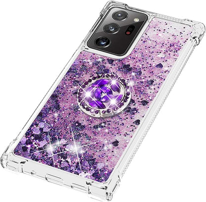 Glitter Case for Galaxy Note 20 Ultra Silicone, Transparent Protective Case Ring Holder Shockproof Phone Cover Glitter Liquid Case Anti Yellowing Scratch Compatible with Samsung Galaxy Note 20 Ultra