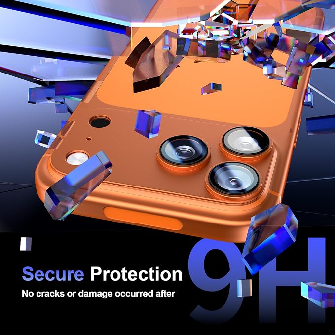 Camera Lens Protector for iPhone 17 pro max, [2026 Upgraded] Aluminum Alloy Frame with Sapphire AR+AF Glass, Military Grade, Anti-Scratch, Case Friendly, Orange