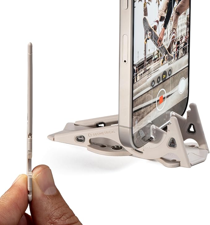 GEOMETRICAL Pocket Tripod PROv2 - Card-Size Stand, for iPhone, Oyster Grey Universal Kit