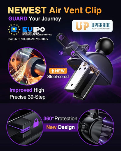[Pro Version] VANMASS Universal Car Phone Mount [Super Suction Cup] Dashboard Phone Holder, Handsfree Windshield Dash Vent Phone Holder Car, Compatible for iPhone 17 16 15 14 Samsung LG & Truck,Purple