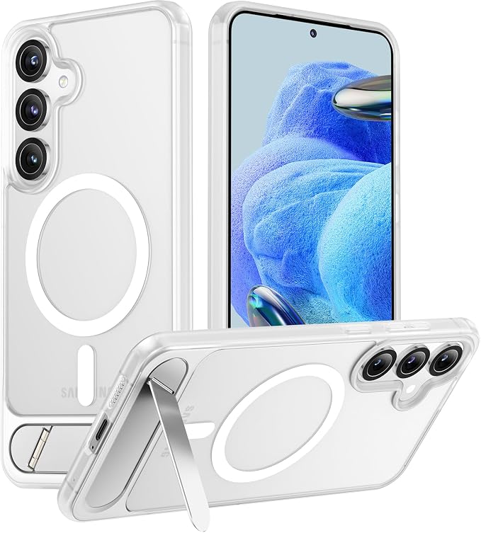 Magnetic for Samsung Galaxy S25 Plus Case, [Innovate Stand][Military Grade Drop Protection][Non Slip][Translucent Matte] Shockproof Phone Case for Galaxy S25 Plus 6.7" 2025 -Clear Matte