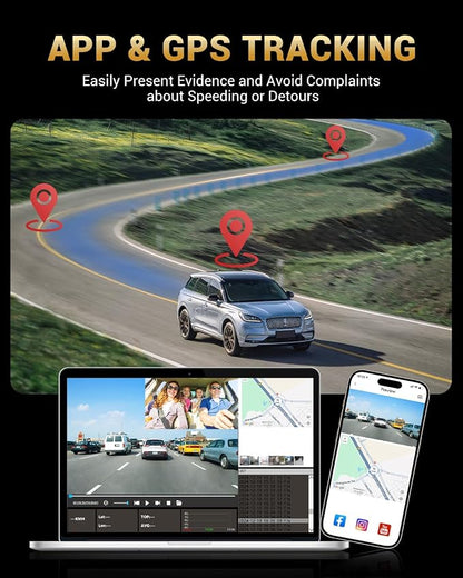 2.5K+1080P Dual Dash Cam Front and Inside, WiFi & GPS Dash Camera for Cars with 32G Card, IR Night Vision, 3" IPS Screen, Inside Car Camera for Taxi Driver, Support 256GB Max, App Control