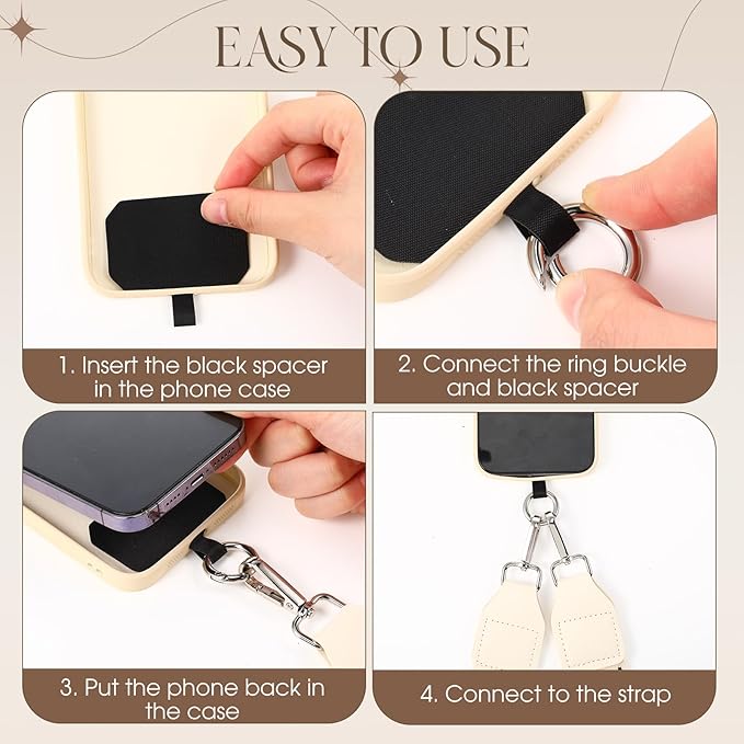 4 Pack Clip and Go Strap for Phone with Wallet Crossbody Phone Strap with Zippered Pouch Adjustable Lanyard Bag(Classic)