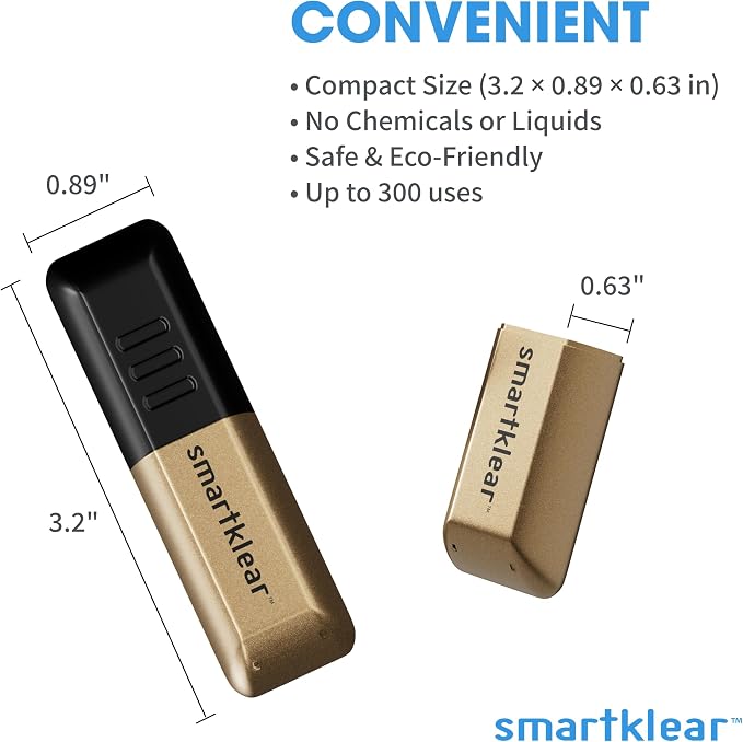 CarbonKlean SmartKlear Smart Phone Screen Cleaner - for iPhones, Androids, and More - Cleaner with Carbon Microfiber Tech - Black Rubber and Electroplated Gold - 1 Count