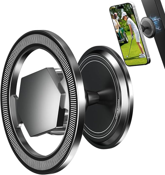 Magnetic Golf Cart Phone Holder, 360° Rotation Magnetic Phone Holder for Golf Cart, Phone Caddy for Golf Cart with MagSafe iPhone, Golf Cart Accessories Gifts for Men with EZGO/Club Car/Yamaha