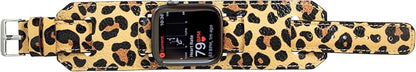 HARDISTON Cuff Watch Band Compatible with Apple 40mm for men & women, Handmade Genuine Leather, Compatible with iWatch Series 11 10 9 8 7 6 5 4 3 2 1 SE Ultra, Leather Wristband, Large/Band-Leopard