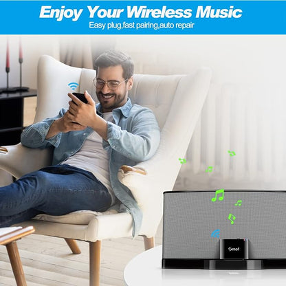 Smof 30 Pin Bluetooth Adapter Receiver for Bose Sounddock iPod iPhone Music Docking Station and Other 30 Pin Dock Speakers Bluetooth Audio Receiver with 3.5 mm Audio Cable (Not for Car or Motorcycle)