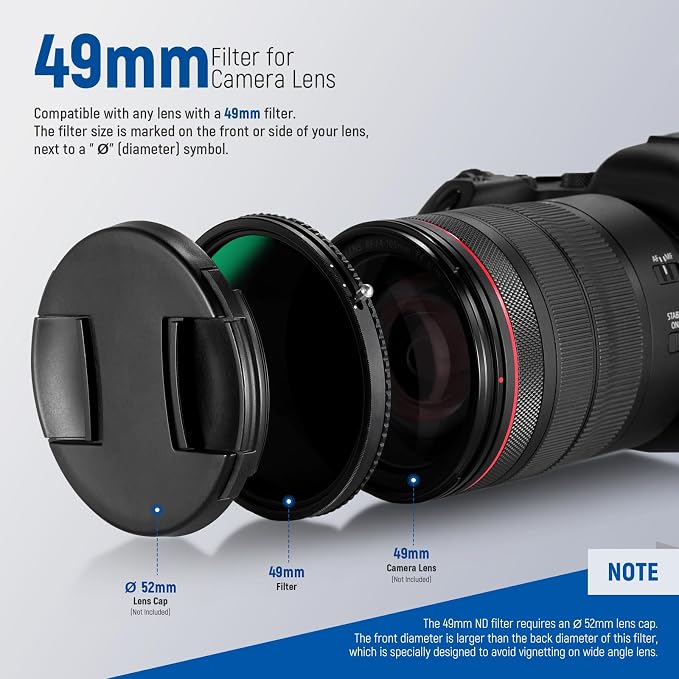 NEEWER 2 in 1 49mm Variable ND Filter ND2–ND32&CPL Filter(Circular Polarizer Filter) No X Cross/30 Layer Nano Coated/HD Optical Glass/Ultra Slim Aluminum Alloy Frame/Water Repellent/Scratch Resistant