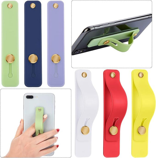 Weewooday 6 Pieces Phone Grip Holder Cell Phone Grip Strap Telescopic Finger Strap Stand Universal Finger Kickstand for Most Smartphones(Eye-catching Colors)