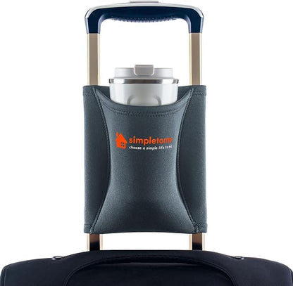 simpletome Luggage Travel Cup Holder Hands-Free Drink Caddy Attachment Drinks Carrier for Drink Beverages Coffee Mugs (Grey)