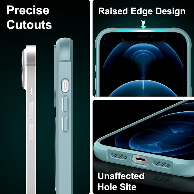 360° Magnetic Swivel Ring for iPhone 12 pro case, Built-in Metal Stand and Ring Holder, Magsafe Compatible, Military Grade Protection, Shock and Vibration Resistant-Lake Blue
