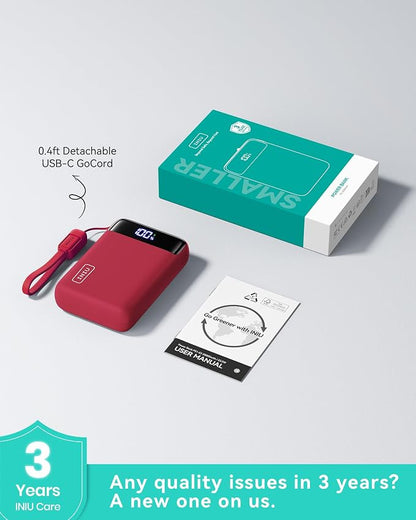 INIU Portable Charger, 22.5W 20000mAh Fast Charging Small Power Bank, Flight Cruise Ship Travel Essentials Mini Phone Charger Compatible with iPhone Samsung for College Students Teen Boys Girls, Red