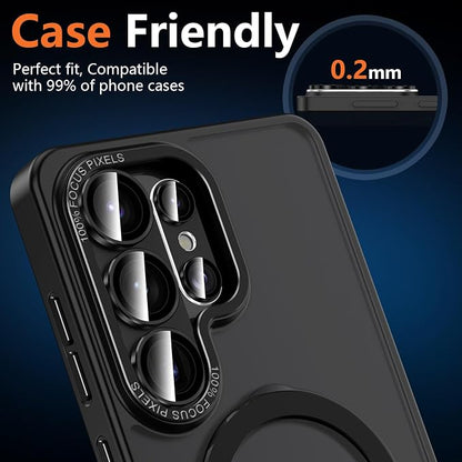 for Samsung Galaxy S26 Ultra Camera Lens Protector, Electroplated Matte Back with 9H Tempered Glass Lens Protector, [Strong Adsorption] [Case-Friendly] Metal Ring HD Clear Lens Cover, Black