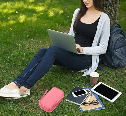 CAAORDKSO Electronics Travel Organizer, Waterproof Cable Organizer Bag, Travel Essentials for Women, Tech Pouch for Travel, Backpack, Cord, Charger, Phone, Power Bank, Earphone (Dark Pink, Medium)