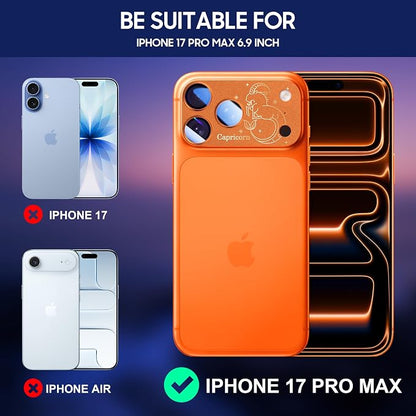 2 Pack Camera Lens Protector for iPhone 17 Pro Max,Leo Pattern, AR 360-Degree Protection,Drop Protection,Anti Scratch Full-Coverage,Camera Transmfttance HD,Easy Installation, Orange