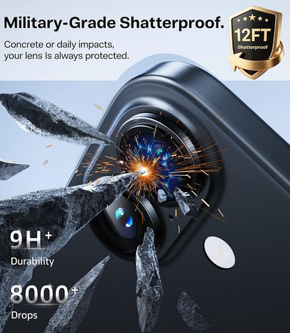TORRAS 3-Year Ultimate Durability for iPhone 17 Camera Lens Protector-1:1 Invisible Fit & Ultra Clarity, Military-Grade 9H+ Aerospace Glass Anti-Scratch Easy Installation,Black