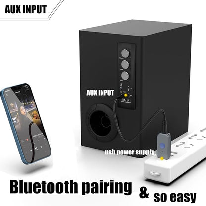 USB Bluetooth Car Kit [Stronger Mics& Noise Cancellation] &[Plug-and-Play] Bluetooth 5.3 Receiver Adapter for Car Music/Hands-Free Calls/Stereo Audio,(H222) Grey