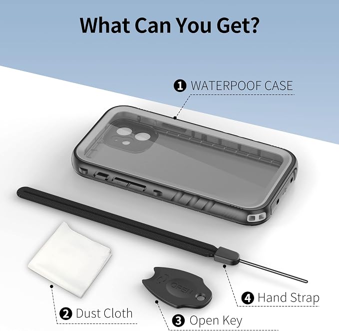SPORTLINK Compatible with iPhone 12 Mini Waterproof Shockproof Case - Full Body Heavy Duty Underwater Dustproof Rugged 360 Protective Military Grade 5.4 Inch with Camera/Screen Protector (Black)