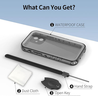 SPORTLINK Compatible with iPhone 12 Mini Waterproof Shockproof Case - Full Body Heavy Duty Underwater Dustproof Rugged 360 Protective Military Grade 5.4 Inch with Camera/Screen Protector (Black)
