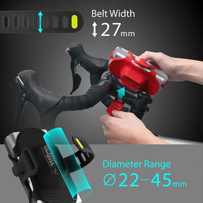 BONE Bike Tie Pro Pack 2, Bike Phone + Charger Mount for Stem, Scratch-Free Silicone & Shock-Absorbing Design, Cycling iPhone + Power Bank Holder Compatible with Most Smartphones (Black)