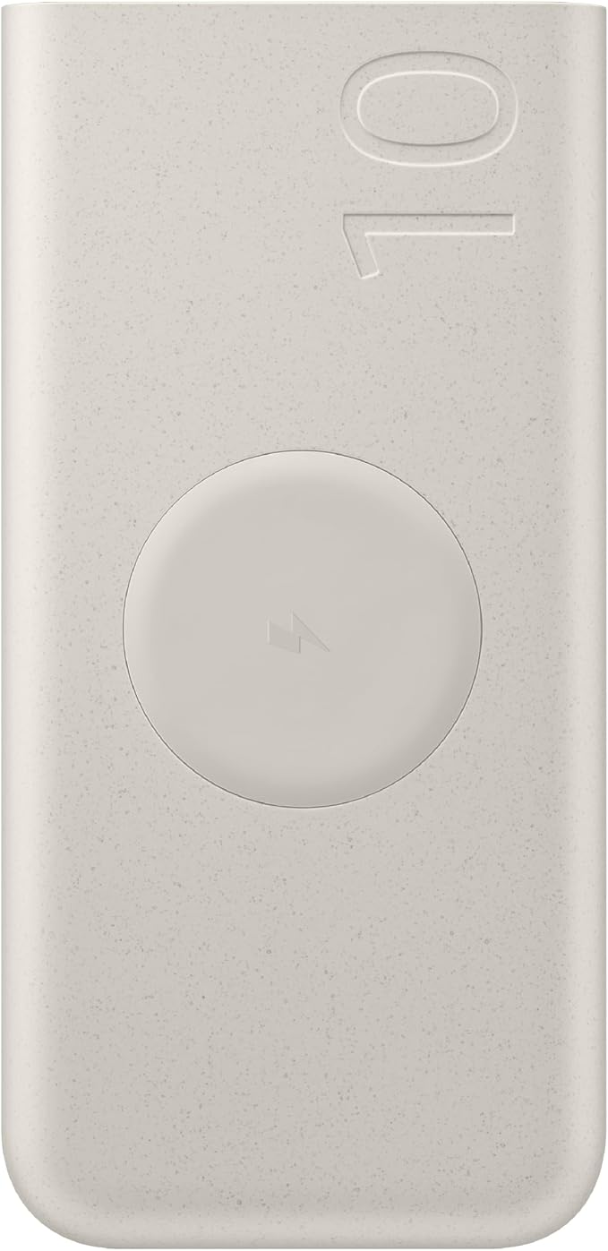 SAMSUNG 25W 10,000mAh Battery Pack Wireless Charger, Super Fast Charging w/ 2 Ports for Galaxy Phones, Buds and More, 3A USB-C Cable Included, 2024, US Version, EB-U2510XUEGUS. Beige
