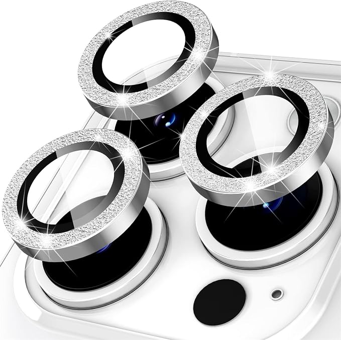 Suoman for iPhone 14 Pro Max Camera Lens Protector / 14 Pro Camera Lens Protector, Camera Cover Tempered Glass for iPhone 14 Pro Max 6.7 inch/for iPhone 14 Pro 6.1 inch [Perfectly Fit]-Bling-Silver