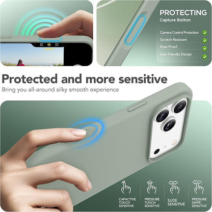 GONEZ Magnetic for iPhone 17 Pro Max Case, Compatible with MagSafe, [Screen Protector + Camera Lens Protector], Liquid Silicone Anti-Scratch Shockproof Protective Phone Case 6.9 inch, Light Green