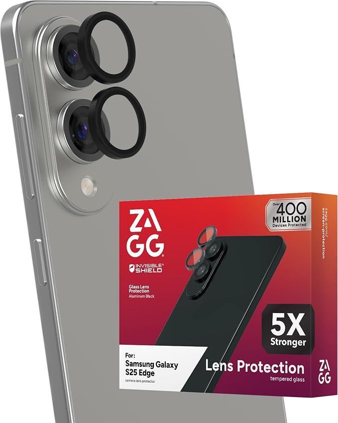 ZAGG Glass Elite Anti-Reflective Samsung Galaxy S25 Edge Camera Lens Protector – Anti-Glare Technology, Maximum Impact & Scratch Resistance, Smudge-Free Surface, Recycled Materials