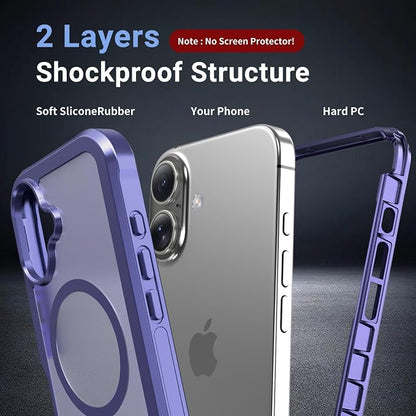 jaroco Magnetic for iPhone 16 Case, [Compatible with MagSafe][Military Grade Drop Protection][Heavy Duty Protection][Non-Slip][Shockproof] 2-Layer Durable Bumper Phone Case 6.1''-Dark Purple