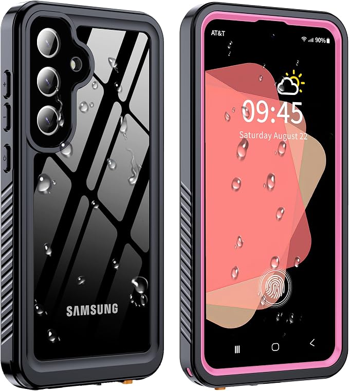 GOLDJU for Samsung Galaxy S25 Plus Case Waterproof,IP68 Waterproof Dustproof Case with Built-in Screen Protector, Full Body Protective Phone Cover for Galaxy S25 Plus 6.6 Inch, Pink/Clear
