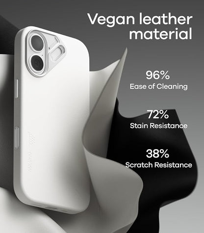 Aulumu A17 Vegan Leather iPhone 17 Case | Camera Control | Luxury Comfort | Compatible with MagSafe | Complete Wrap-Around - White