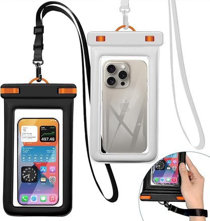 IPX8 Floating Waterproof Dry Bag 2-Pack ,7.2 Inch Waterproof Phone Pouch for iPhone 16/15/14 Pro Max Galaxy S24/S23 Adjustable Lanyard + wrist strap Beach Swimming Travel Essentials