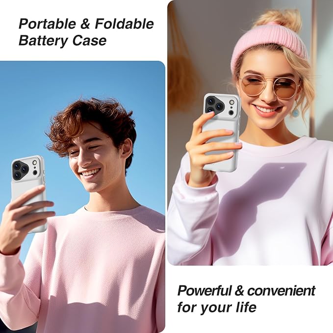 GIN FOXI Battery Case for iPhone 17 Pro, Charging Case Charger 8500mAh Ultra-Slim Lightweight Powerful Battery Pack 15W Fast Rechargeable Anti-Fall TPU Juice Box for 17 Pro (6.3") Grey