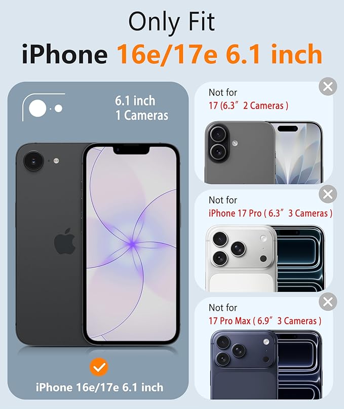 FNTCASE for iPhone 17e/ iPhone 16e Case, Fit for Magsafe, Screen Protector | Matte Magnetic Back, 14FT Military Grade Drop Protection, Shockproof Protective Phone Cover, Full Ultramarine