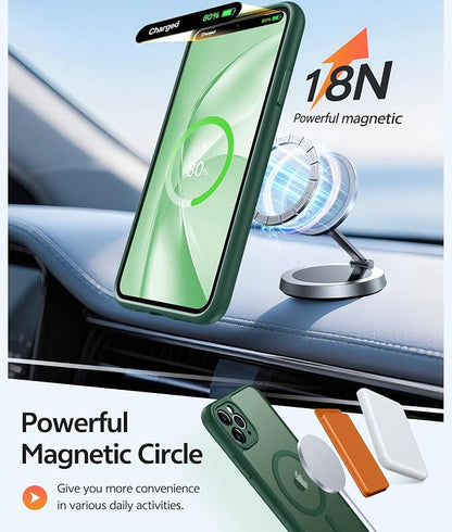 FNTCASE for iPhone 11 Pro Max Case: [Compatible with Magsafe] Translucent Matte Magnetic Cases [Full Camera Protection] Military Grade Shockproof Protective Phone Cover - Green