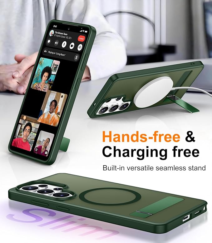 Magnetic for Samsung Galaxy S26 Ultra Case, [Innovate Stand][Military Grade Drop Protection][Non Slip][Translucent Matte] Shockproof Phone Case for Galaxy S26 Ultra 2026 -DarkGreen