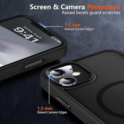MOCCA Strong Magnetic for iPhone 12 Case/iPhone 12 Pro Case, [Compatible with Magsafe][Mil-Grade Drop Protection] Slim Shockproof Translucent Protective Phone Case for iPhone 12/12 Pro, Black