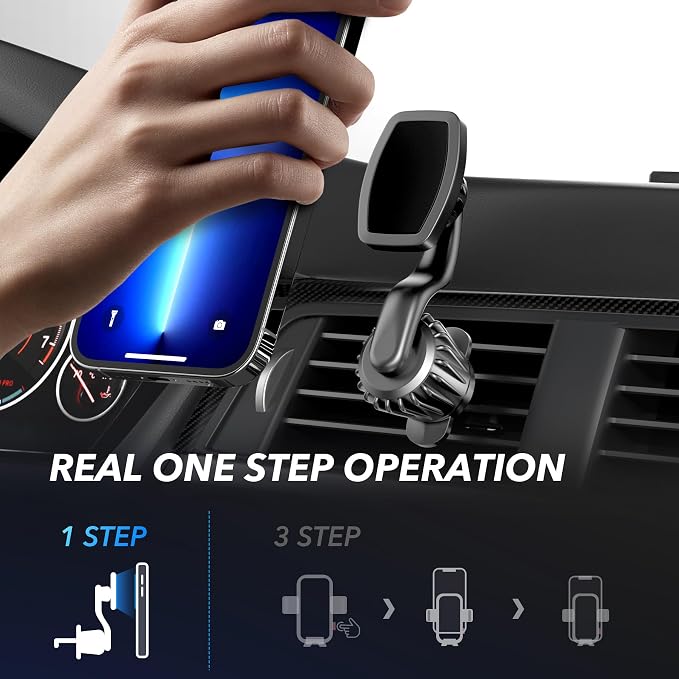 Magnetic Car Phone Holder Mount, Upgraded Clip Car Cell Phone Holder, 360° Strong Magnet Phone Holder for Car, Phone Mount for Car Vent Compatible with iPhone, Samsung, Smartphones, Tablets