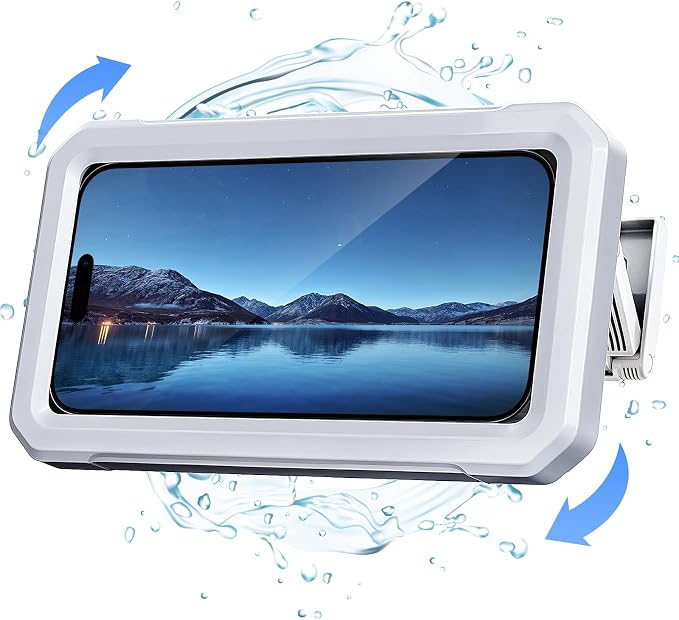 Shower Phone Holder Waterproof【480° Rotatable】 Bathroom Cell Phone Holder, Adjustable Shower Phone Case Holder Mount Stand for Bathroom Wall Phone Mount Stand Waterproof for 4~6.8" Phones-Snow White
