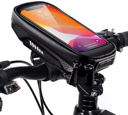 HUANLANG Bike Phone Mount Bag Bike Front Frame Top Tube Handlebar Bags Waterproof Bicycle Cell Phone Mount Case with Touch Screen Phone Holder for Bike Bag Shockproof,Bike Pouch for Phone Below 6.7"