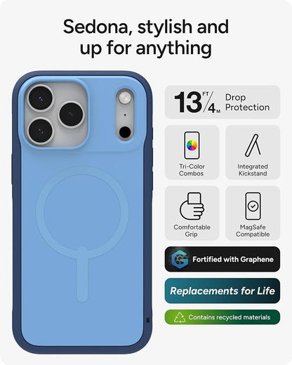 ZAGG Sedona Snap Case for iPhone 17 Pro Max - Blue Royal Ember, Drop Protection (13ft/4m), Graphene-Reinforced Multi-Layer Protection, MagSafe Phone Case with Impact-Absorbing Bumpers, Slim
